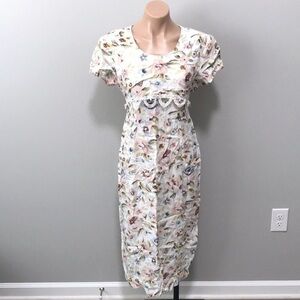 DJI Vintage Floral Dress 80s 90s Shoulder Pads